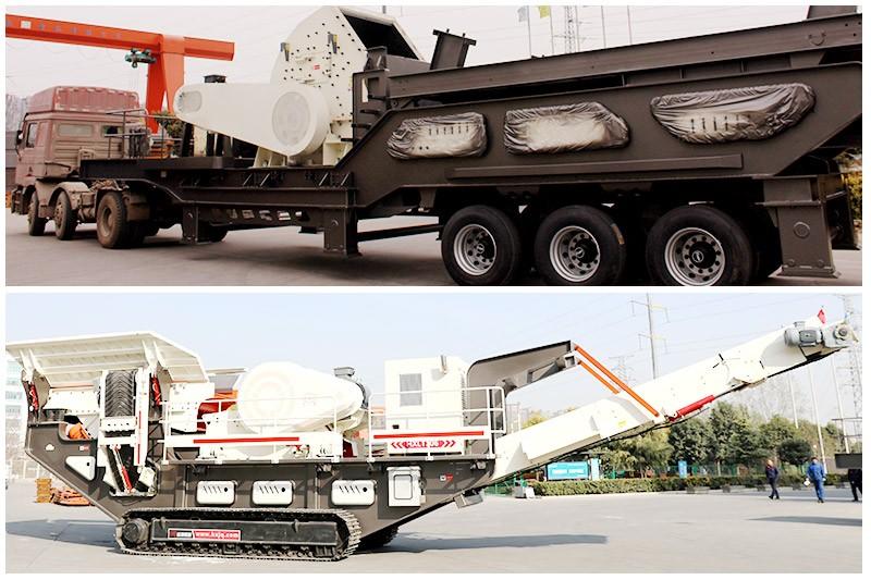 中型流動(dòng)碎石機(jī)有履帶式、輪胎式