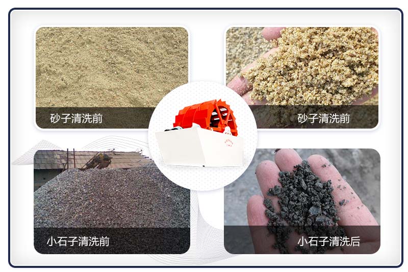 石子清洗機械洗砂、洗石前后展示