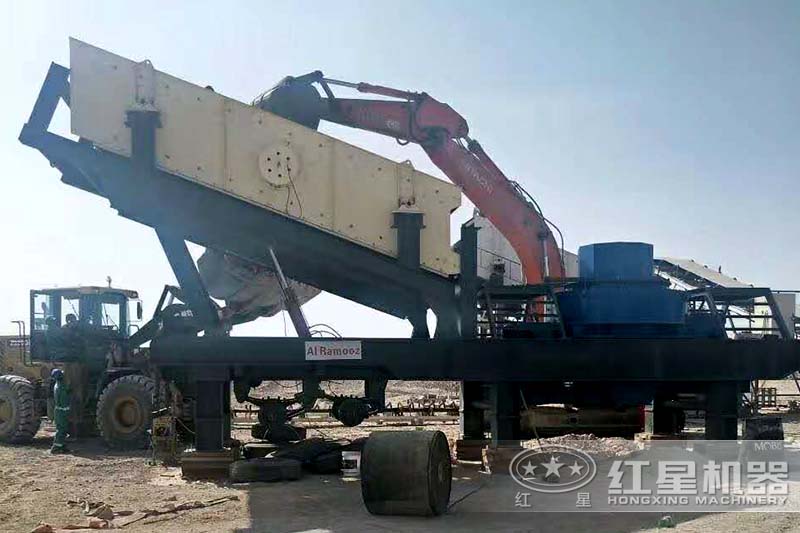 山東煙臺(tái)客戶一小時(shí)100噸一體式破碎、制沙設(shè)備